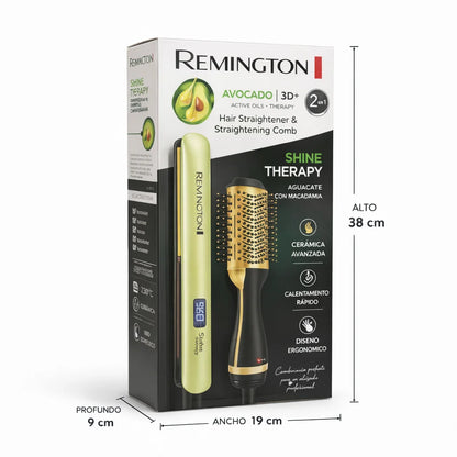 Combo plancha y Cepillo Alisador 2 en 1 | Aguacate