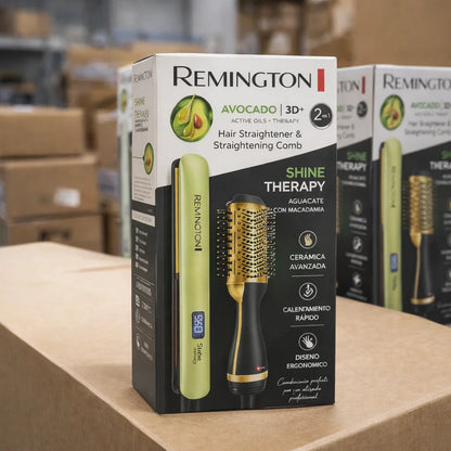 Combo plancha y Cepillo Alisador 2 en 1 | Aguacate