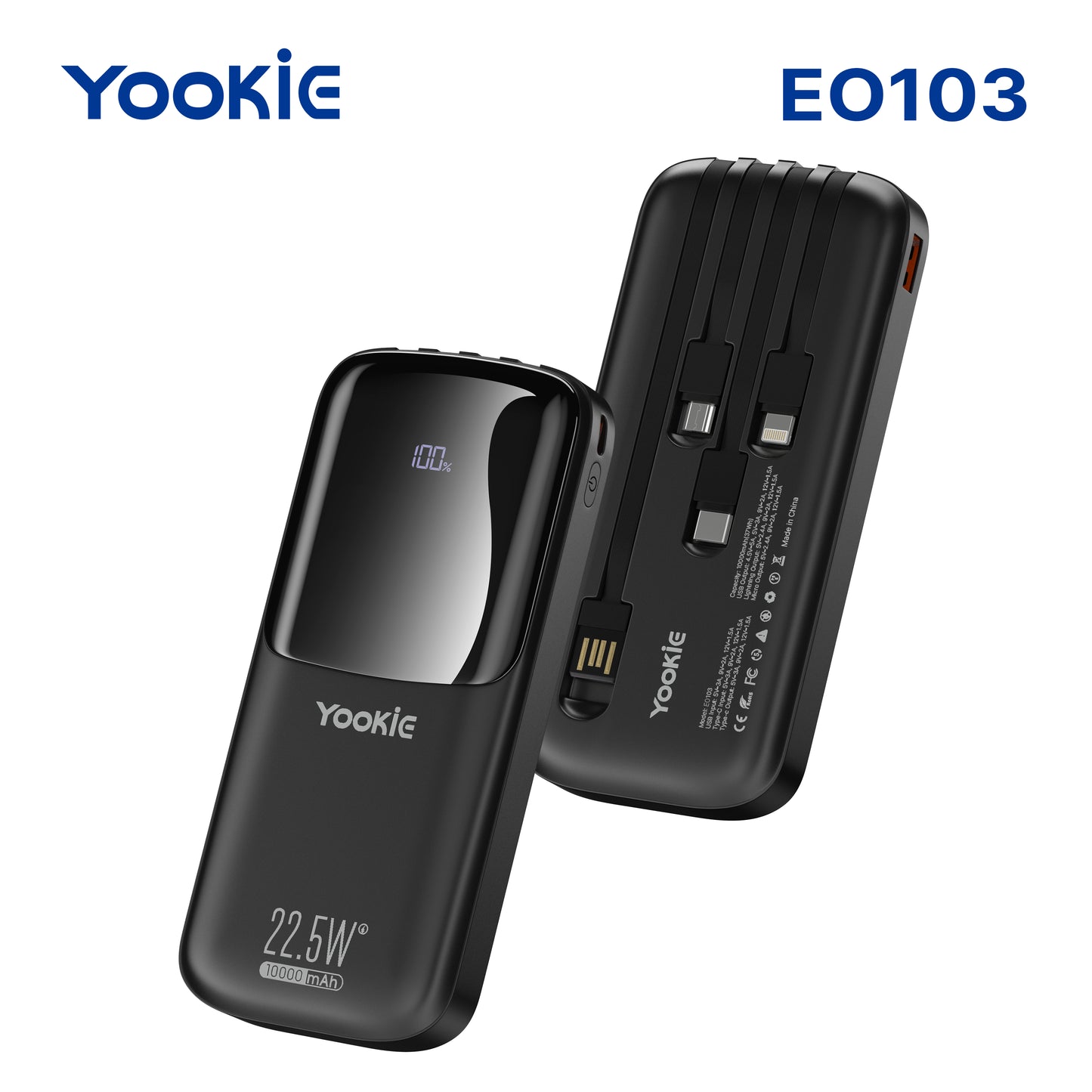Power Bank Yookie EO103 10.000 mAh | Carga Rápida 22.5W